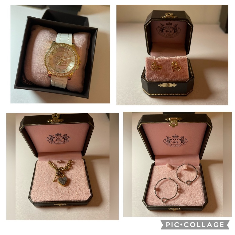 Juicy Couture (from 2000s) Jewelry Bundle: watch, earrings, necklace, hoops
